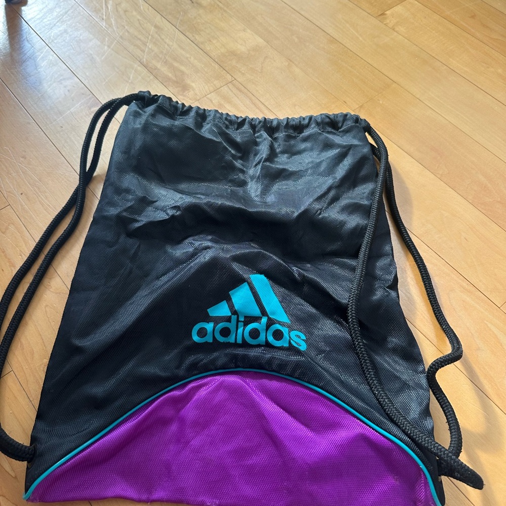 Adidas Black and Purple Gym Sack